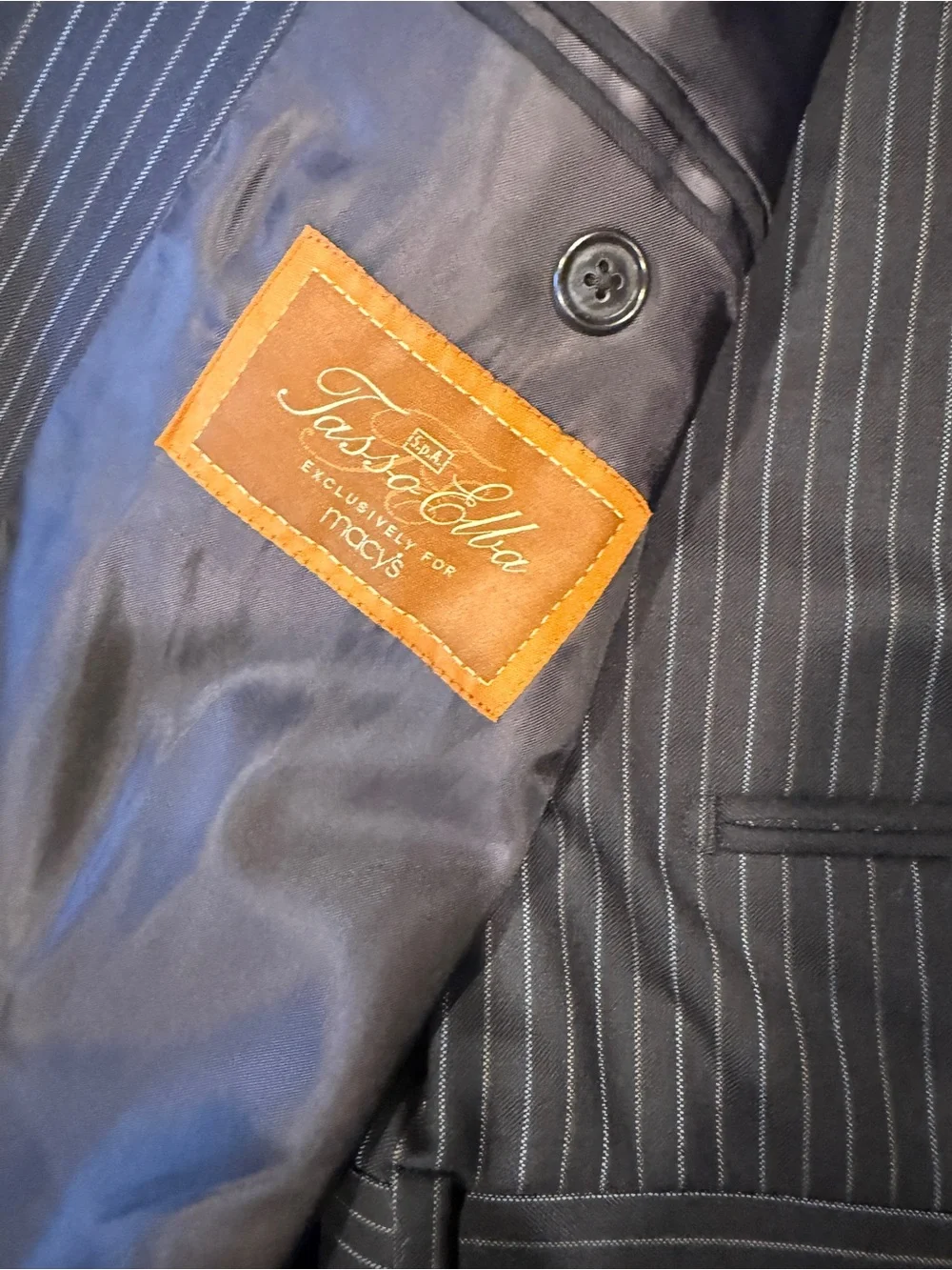 Tasso Elba Navy Pinstripe Suit Jacket